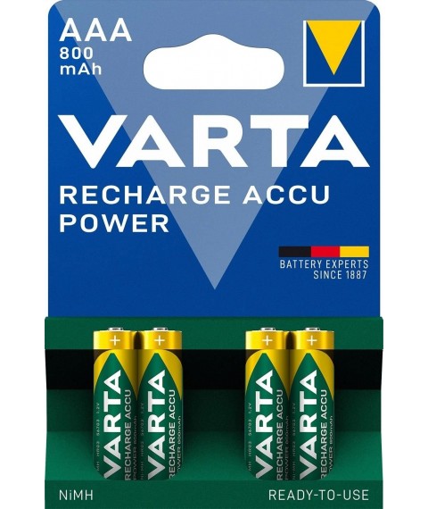 Acumulatori R3 (AAA) 800mAh Ready2Use - Set 4 bucăți, Blister - Varta 56703