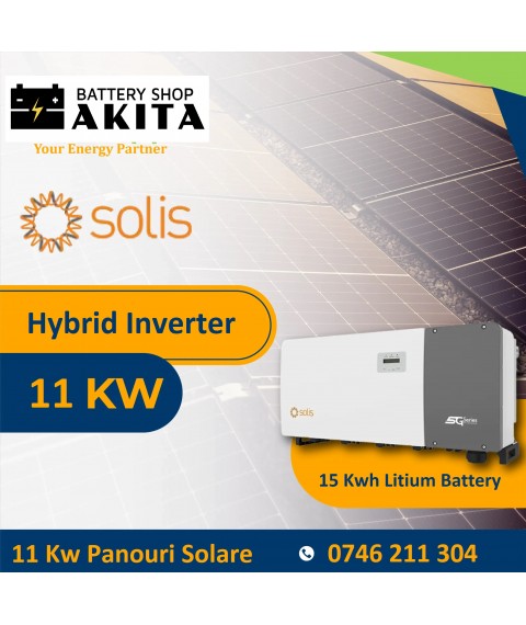 Kit Sistem Fotovoltaic 11kW  Maxi Mono, Hybrid 8kW cu stocare litiu de 15kWh